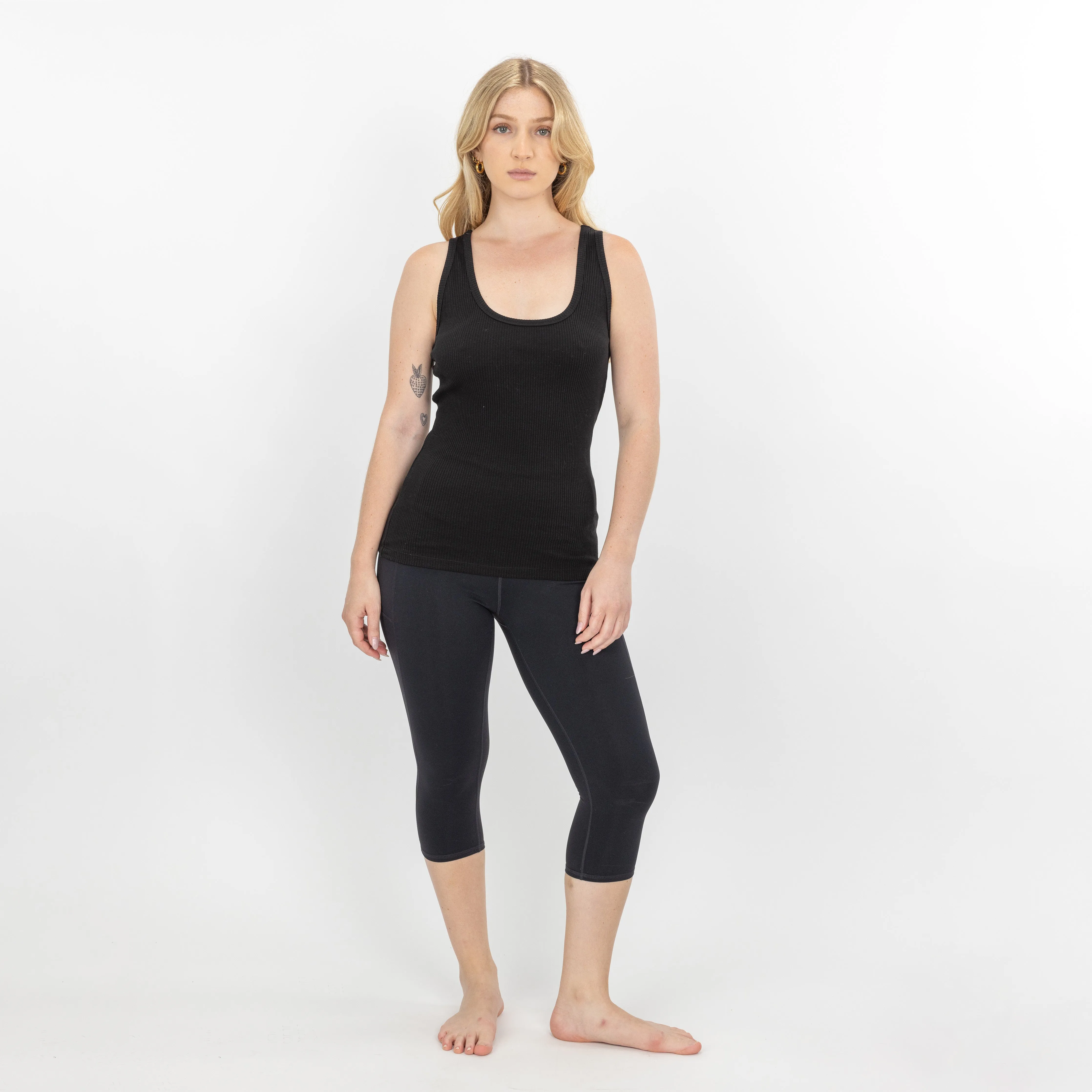 Womens "Chunky" Cotton/Spandex Racerback Tank - Jet Black