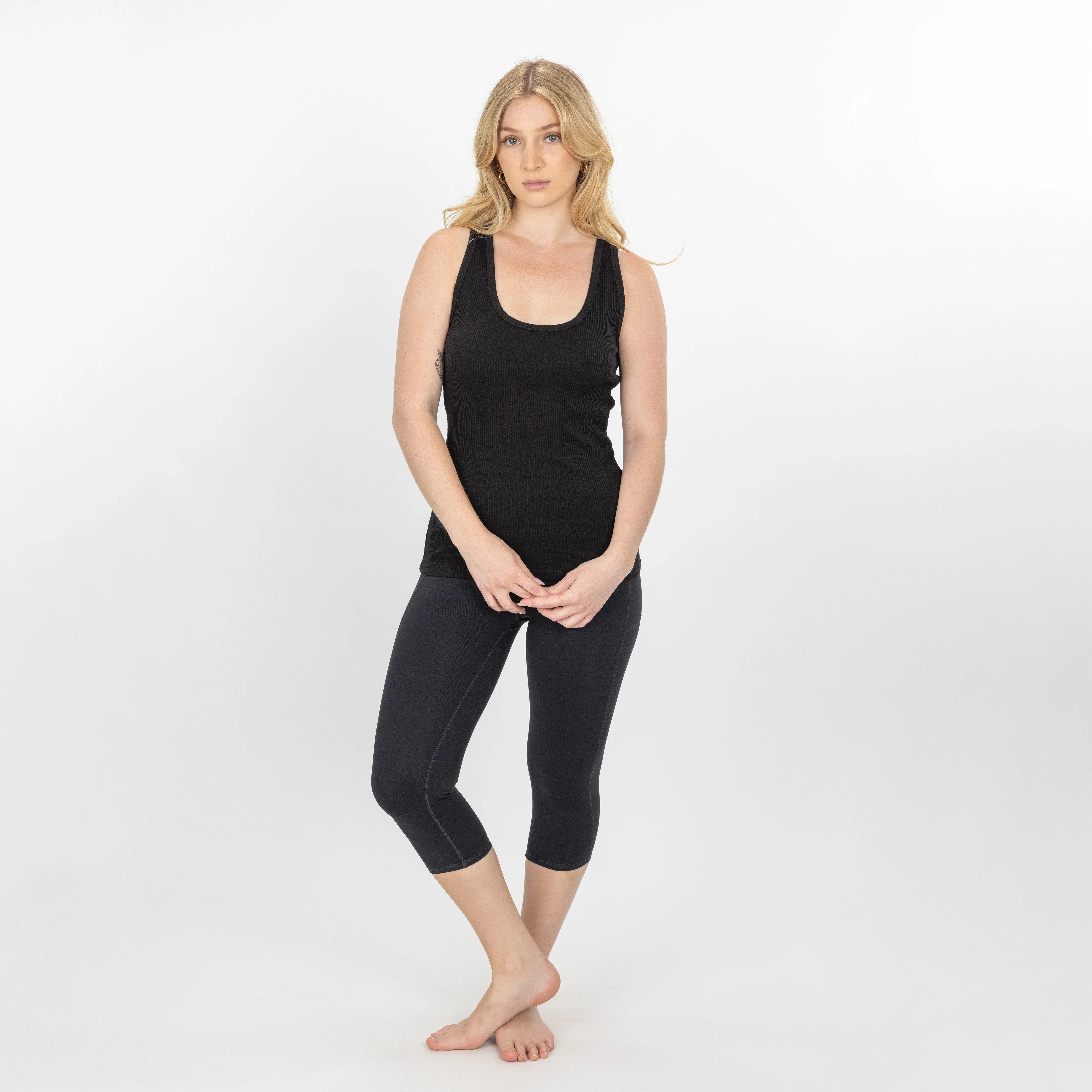 Womens "Chunky" Cotton/Spandex Racerback Tank - Jet Black