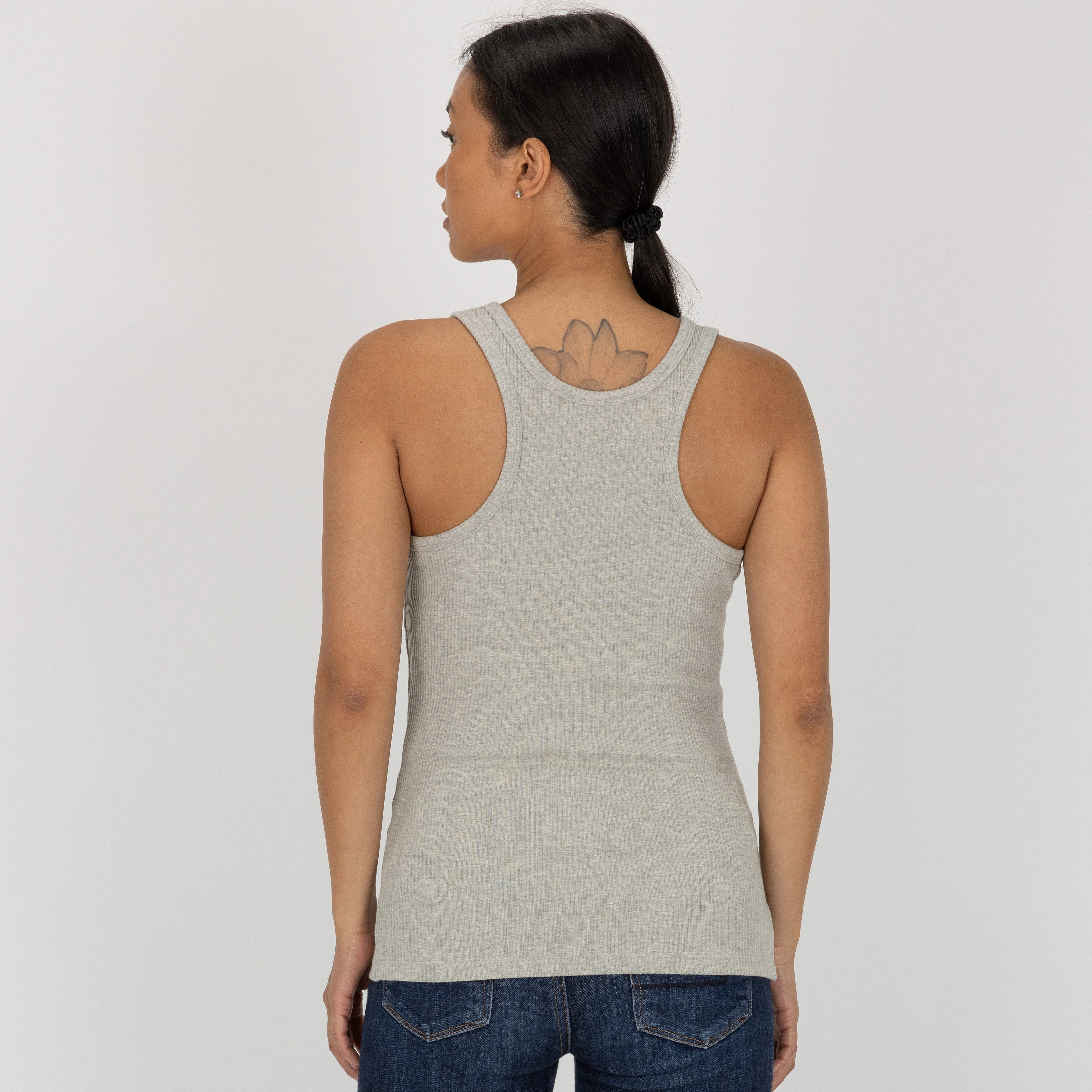Womens "Chunky" Cotton/Spandex Racerback Tank - Lt Heather Grey