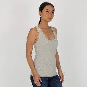 Womens "Chunky" Cotton/Spandex Racerback Tank - Lt Heather Grey