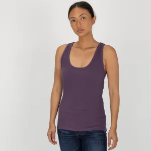 Womens "Chunky" Cotton/Spandex Racerback Tank - Purple Plumeria