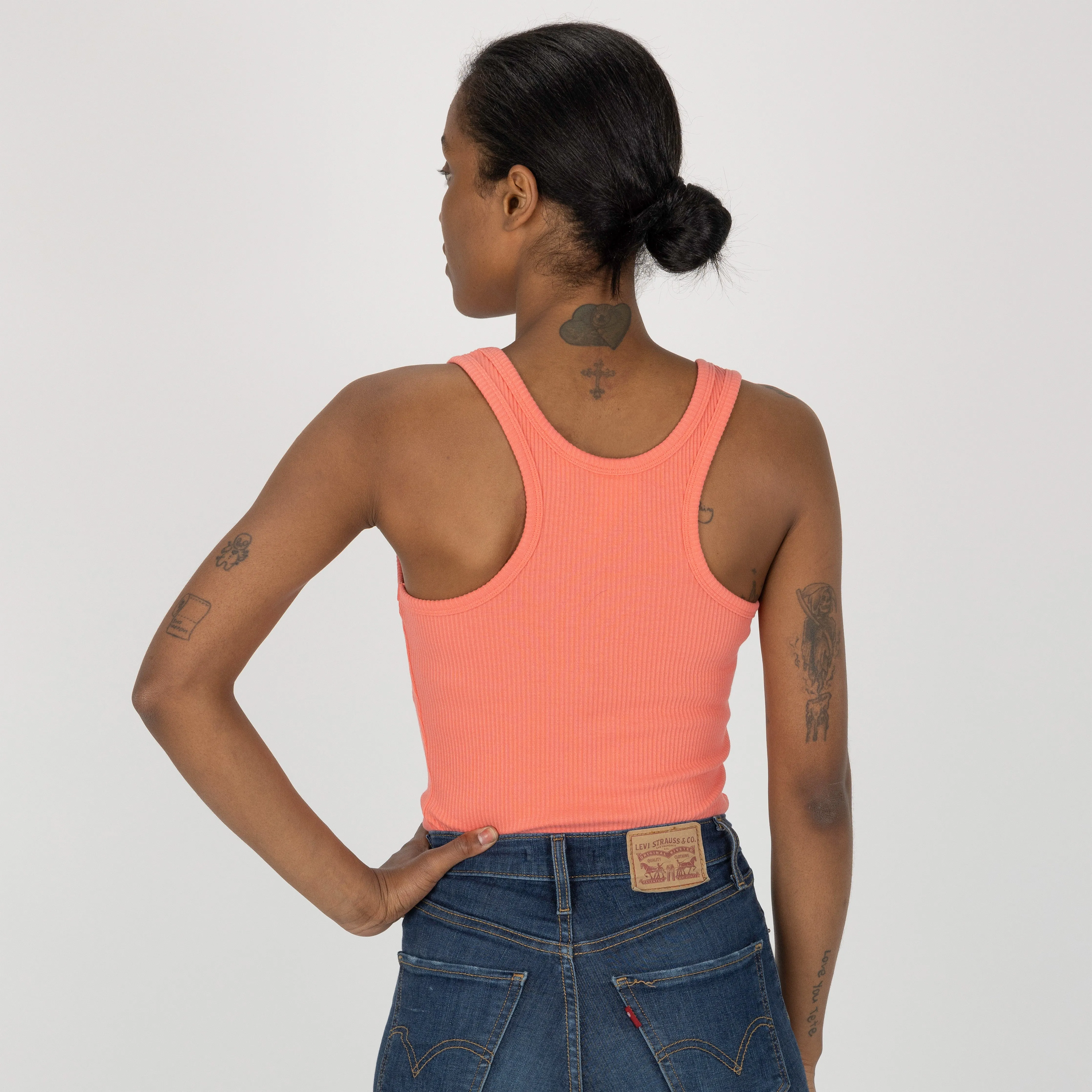 Womens "Chunky" Cotton/Spandex Racerback Tank - Shell Pink