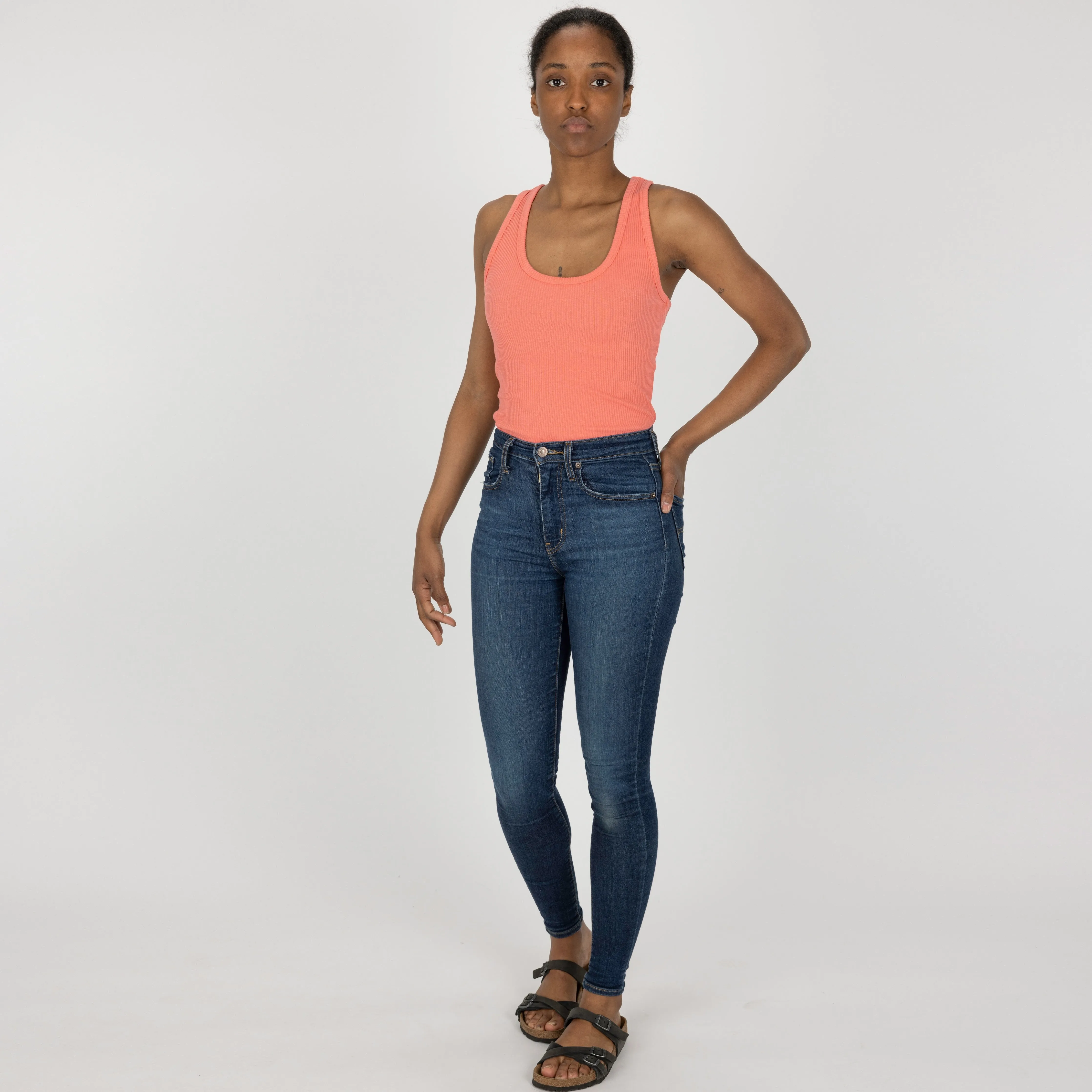 Womens "Chunky" Cotton/Spandex Racerback Tank - Shell Pink