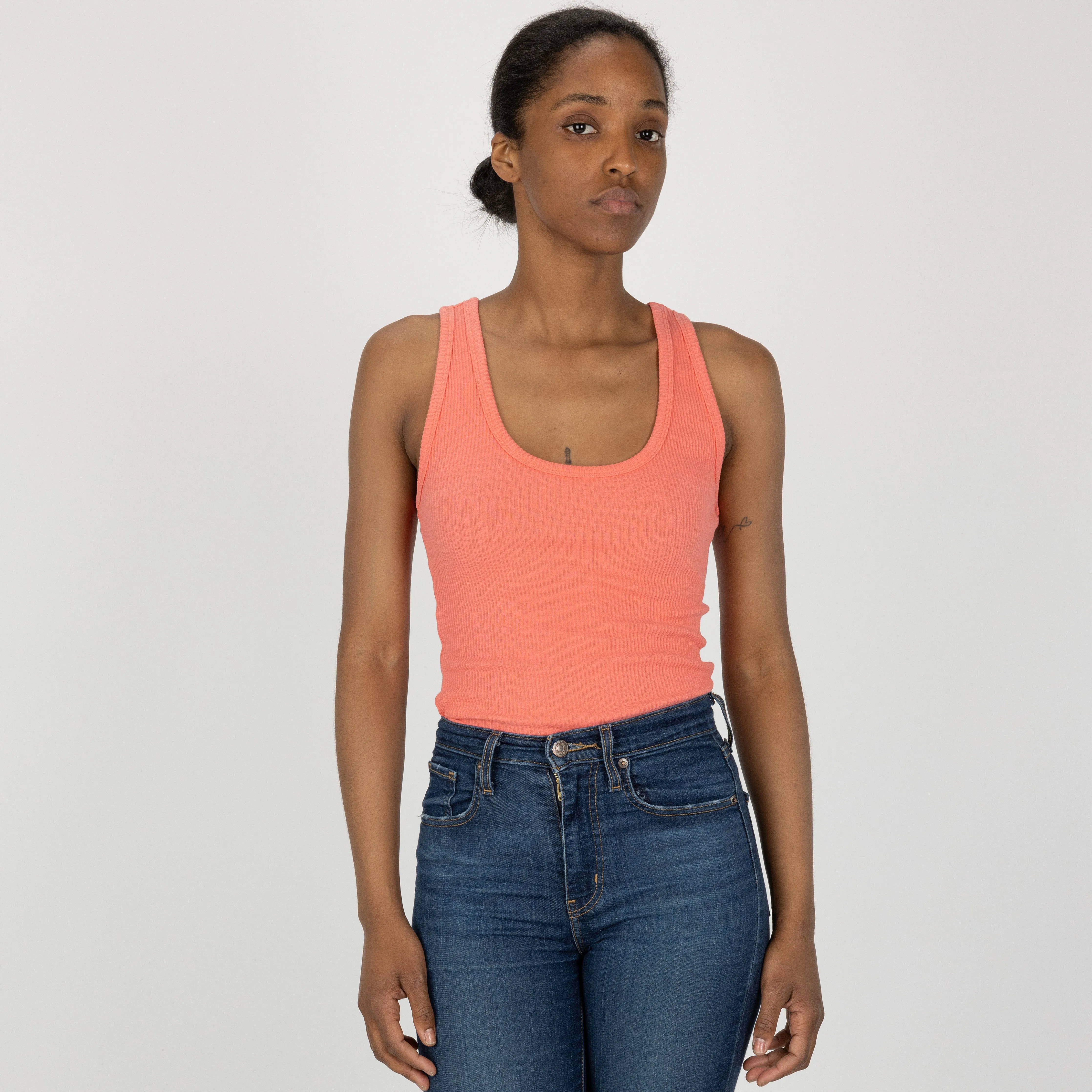 Womens "Chunky" Cotton/Spandex Racerback Tank - Shell Pink