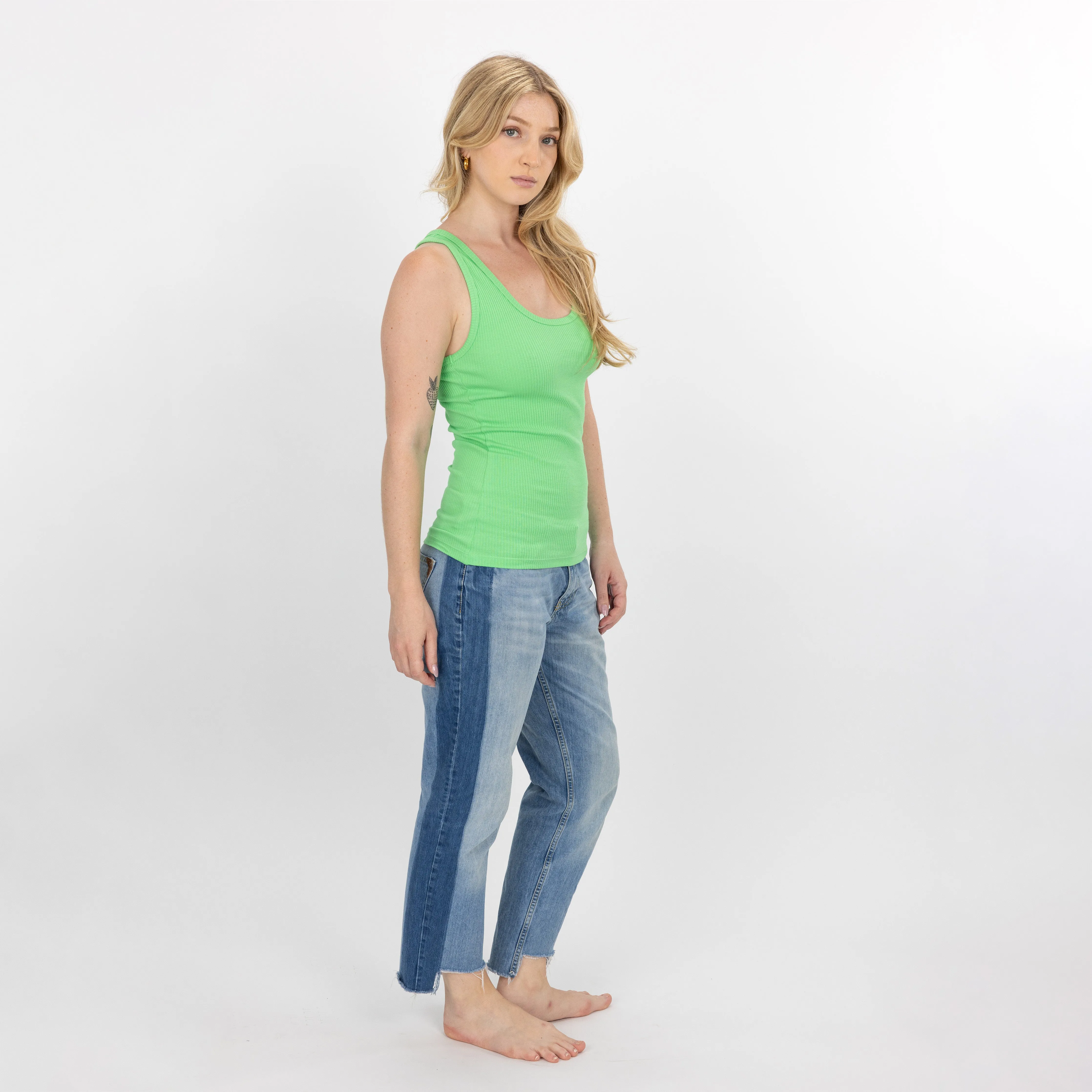Womens "Chunky" Cotton/Spandex Racerback Tank - Summer Green