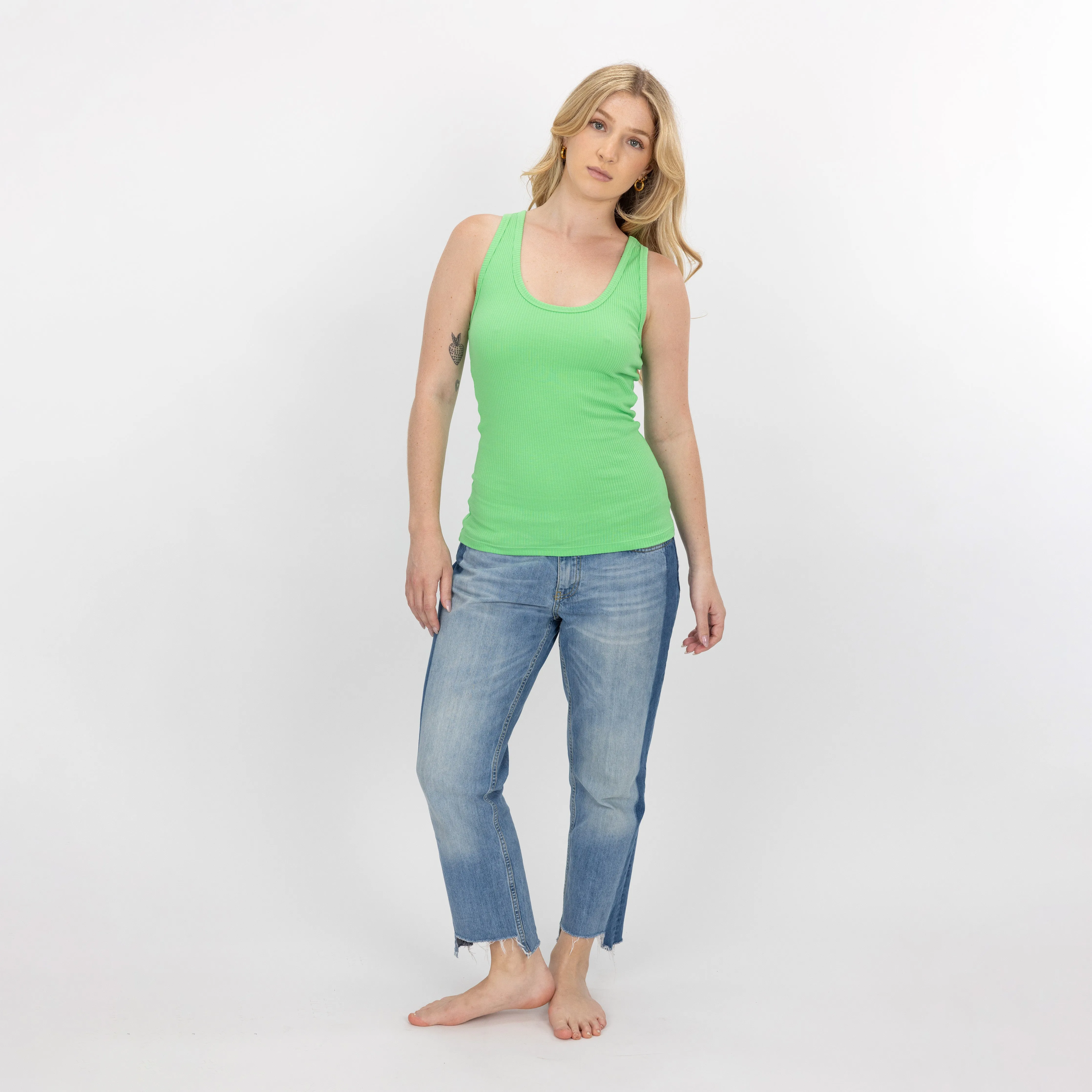 Womens "Chunky" Cotton/Spandex Racerback Tank - Summer Green