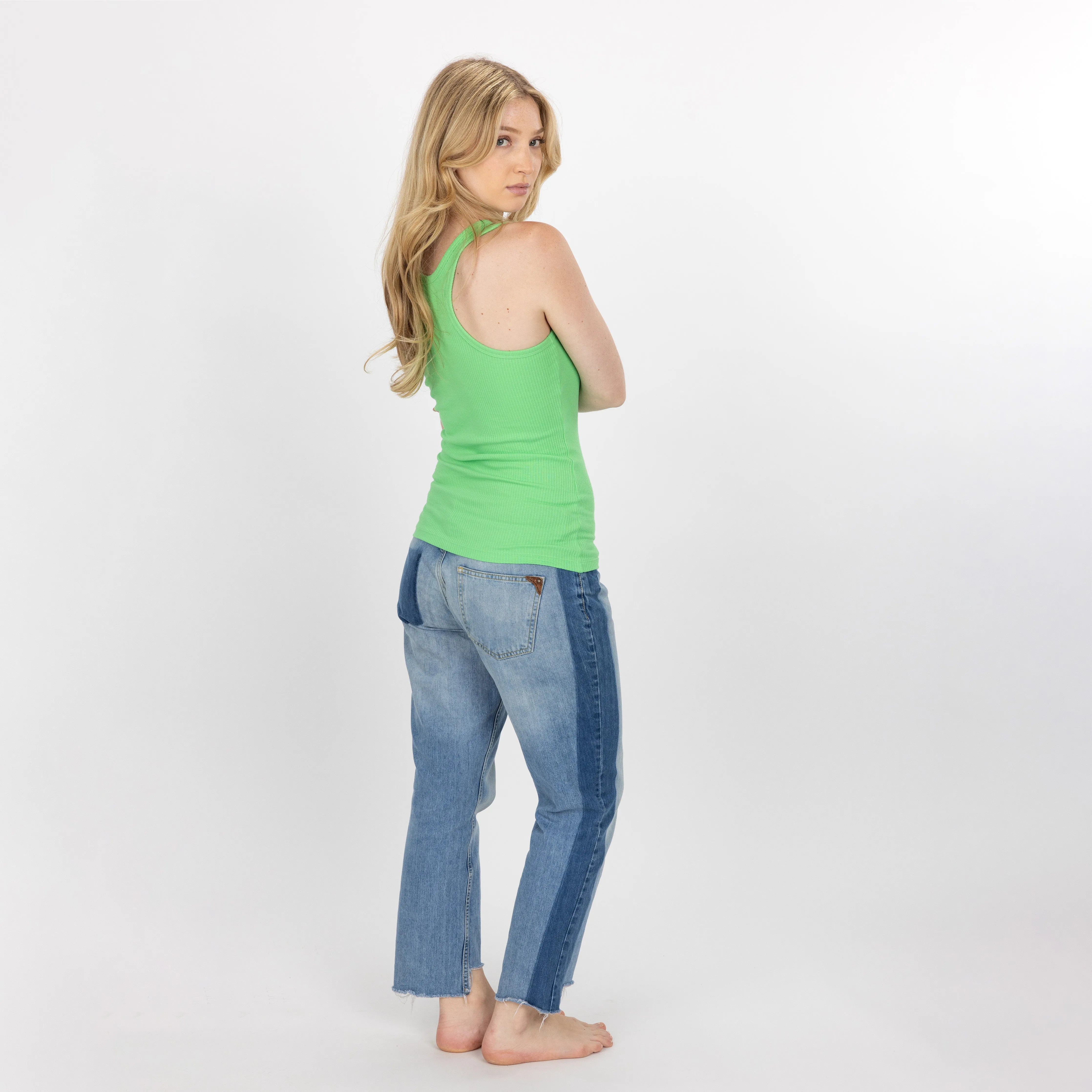 Womens "Chunky" Cotton/Spandex Racerback Tank - Summer Green