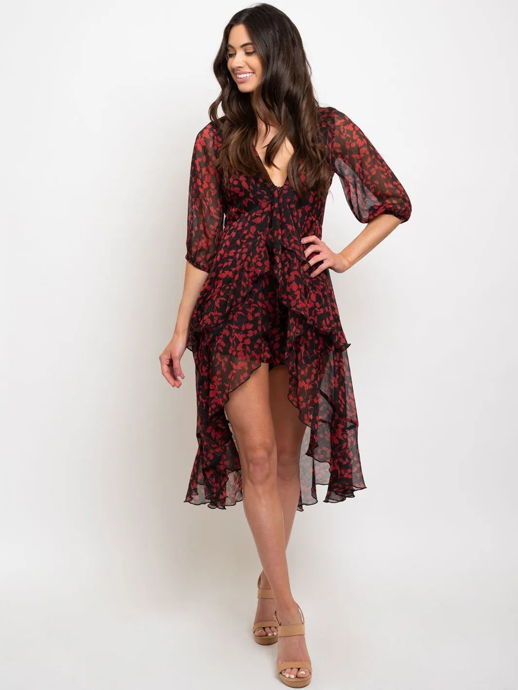 WOMEN'S RUFFLE FRONT ZIPPER ROMPER
