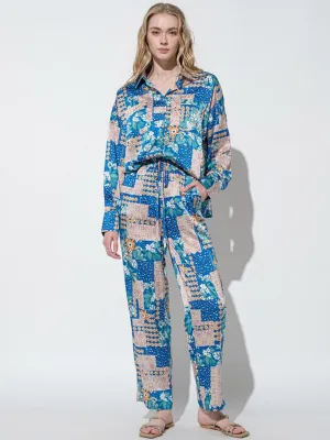 WOMEN'SLONG SLEEVE TOP & WIDE LEG PANTS PRINTED 2PC. SET