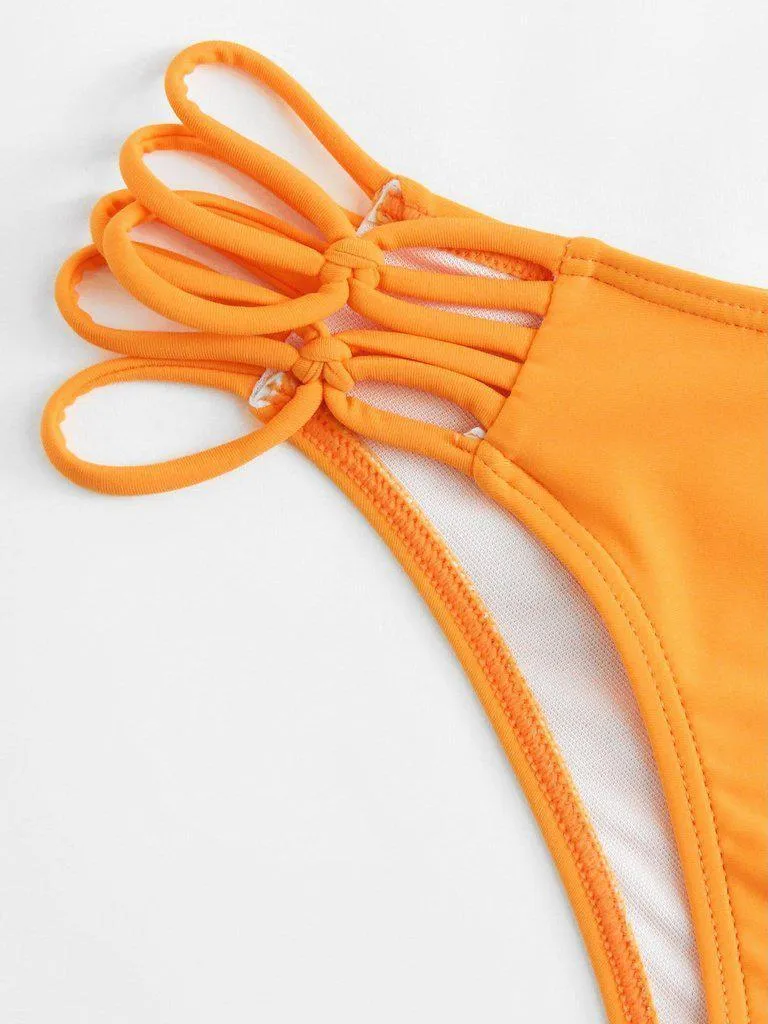 Woven Detail Strappy Bikini Set