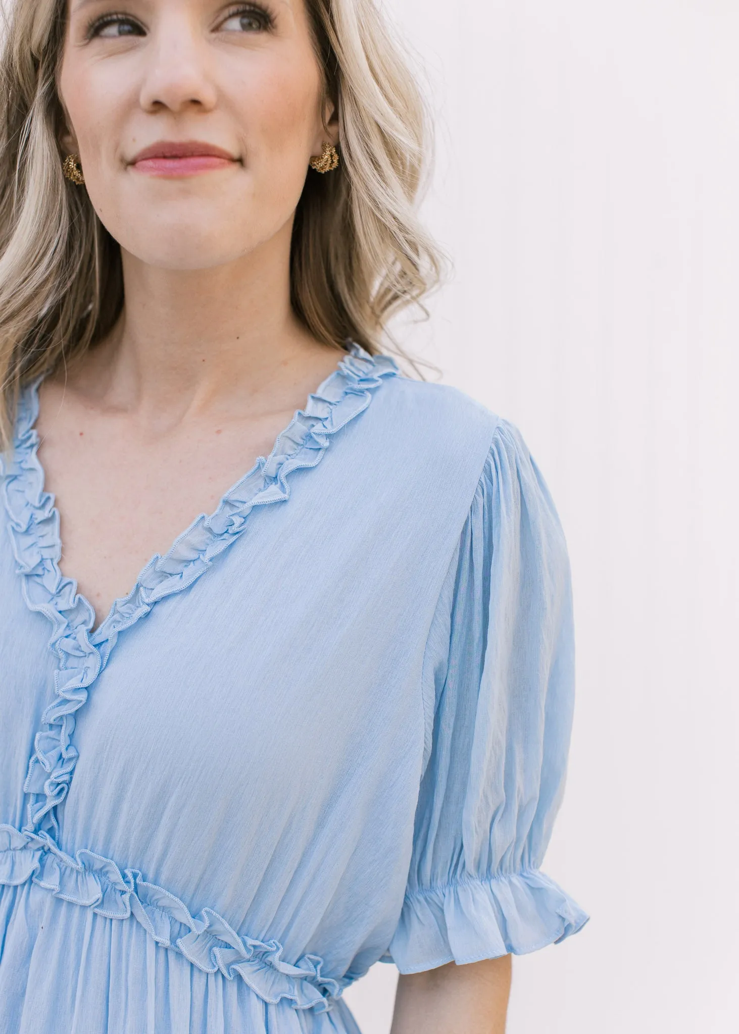 X Pale Blue Ruffle Dress