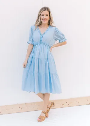 X Pale Blue Ruffle Dress