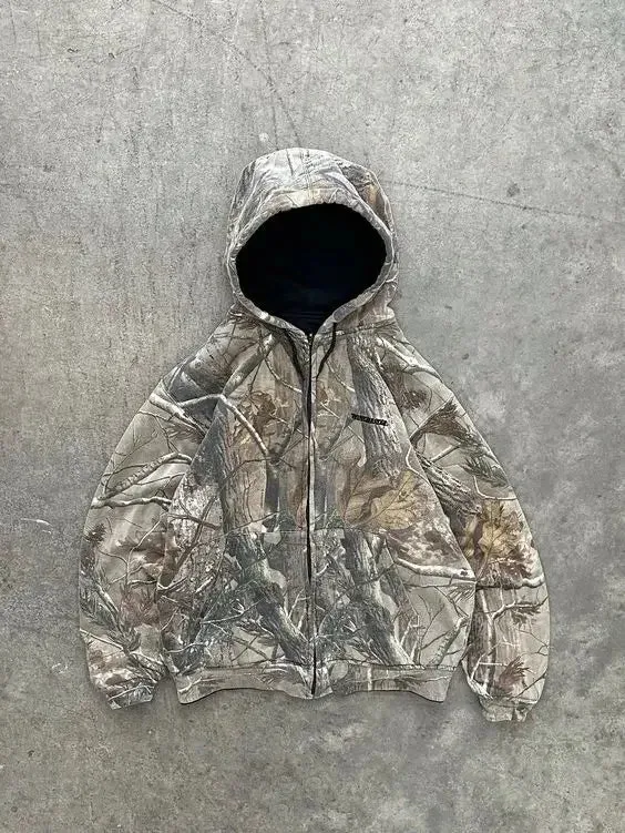 Y2K Oversized Camo Hoodies Streetwear