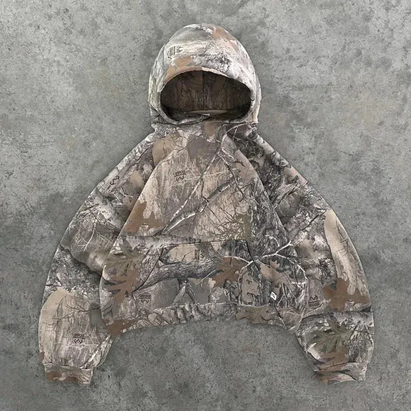 Y2K Oversized Camo Hoodies Streetwear