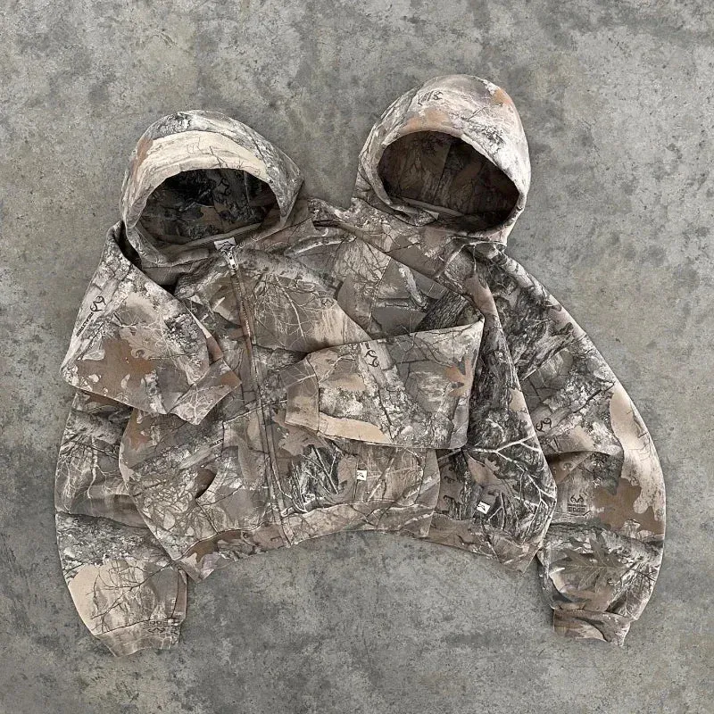 Y2K Oversized Camo Hoodies Streetwear