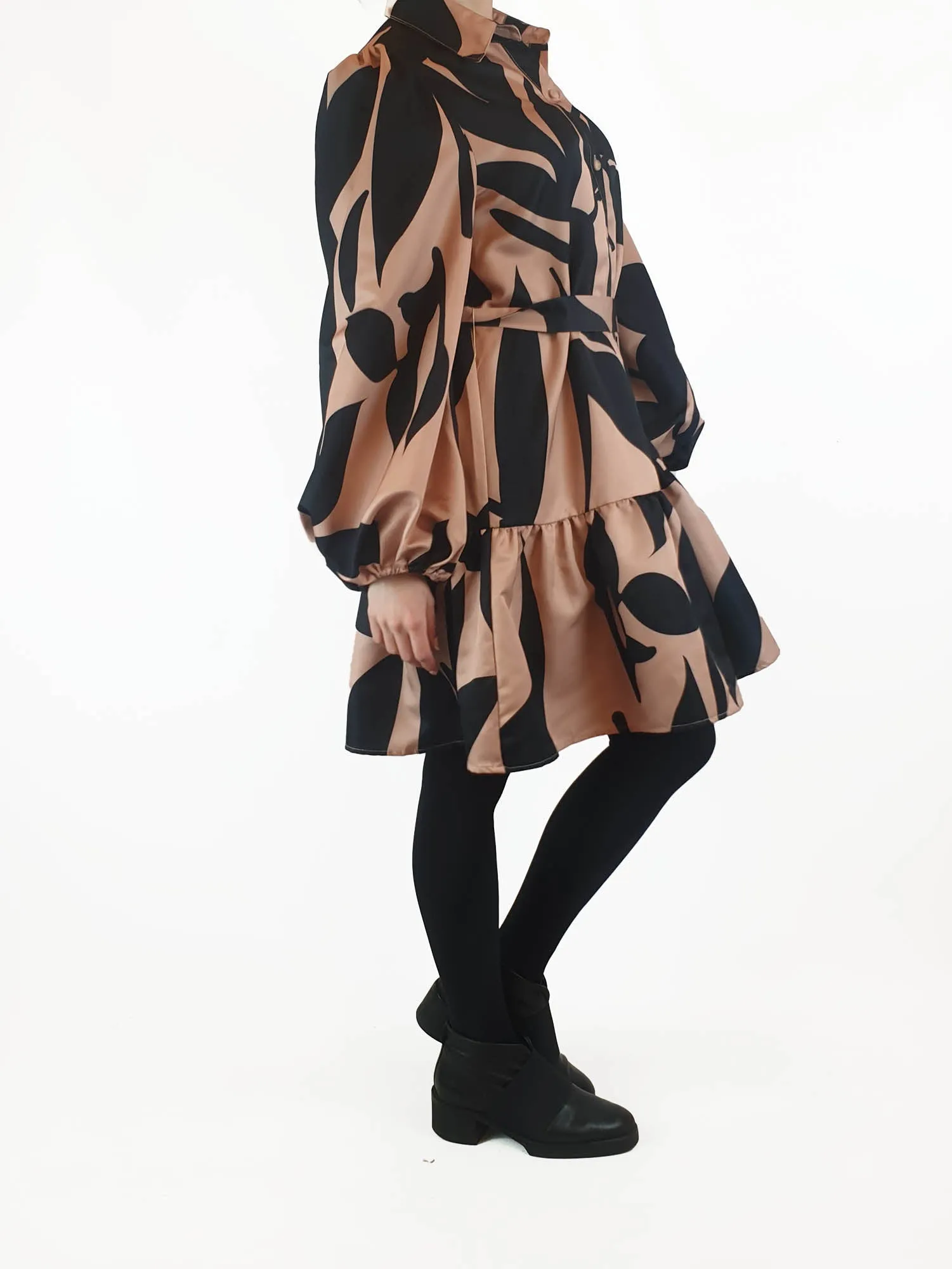 YH & CO brown and black print oversize dress size 10