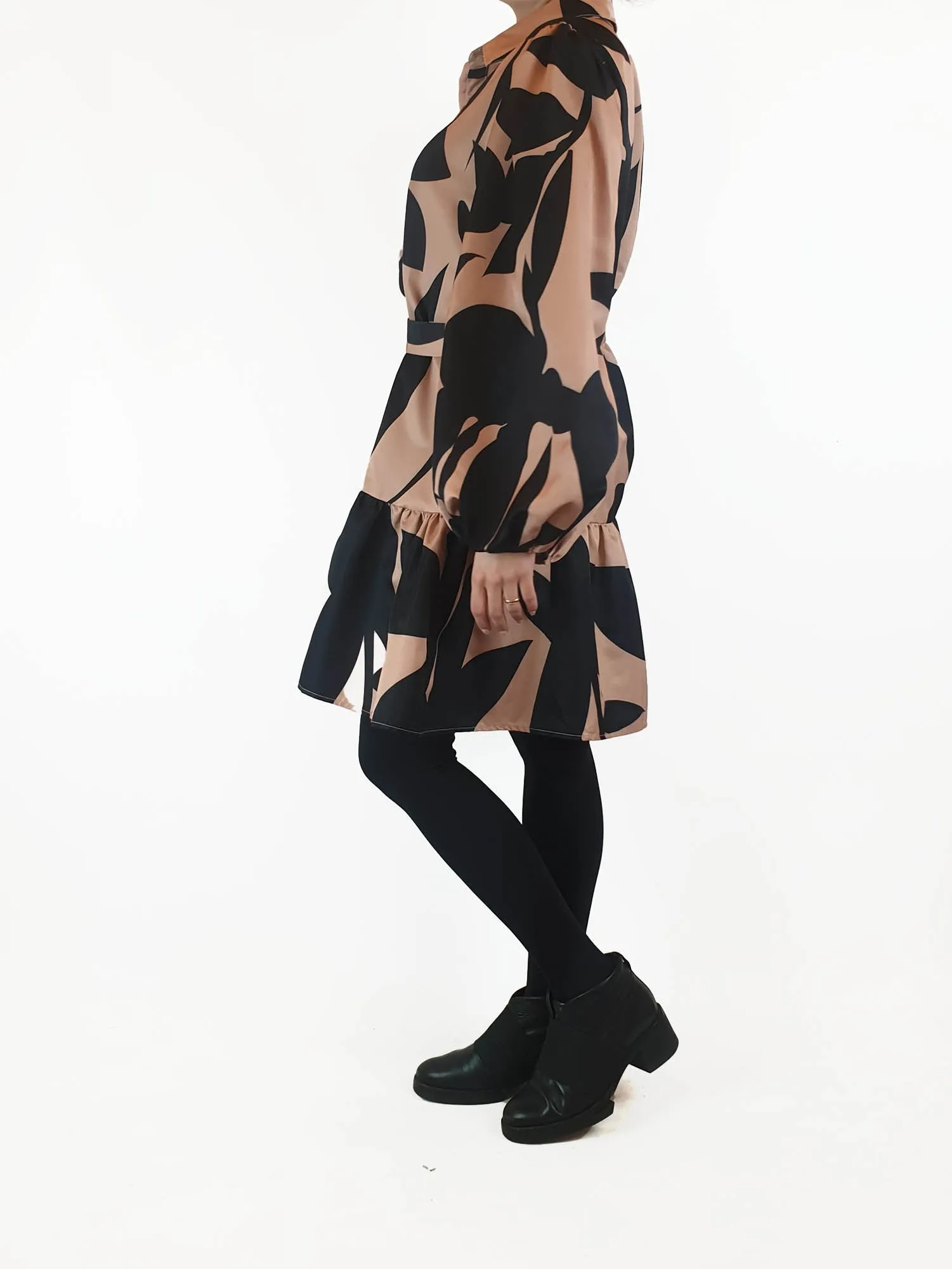 YH & CO brown and black print oversize dress size 10