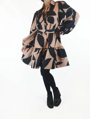 YH & CO brown and black print oversize dress size 10