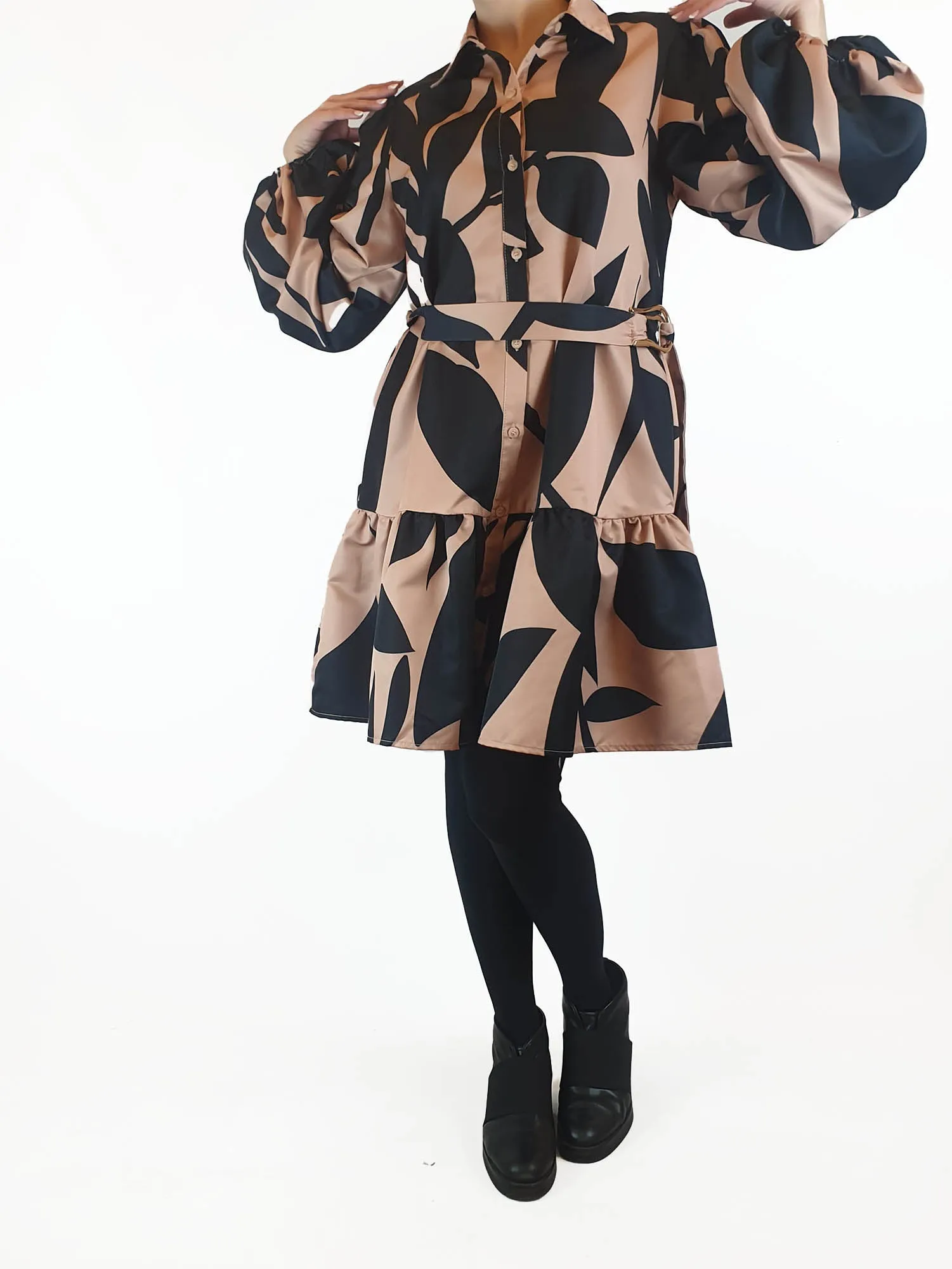 YH & CO brown and black print oversize dress size 10