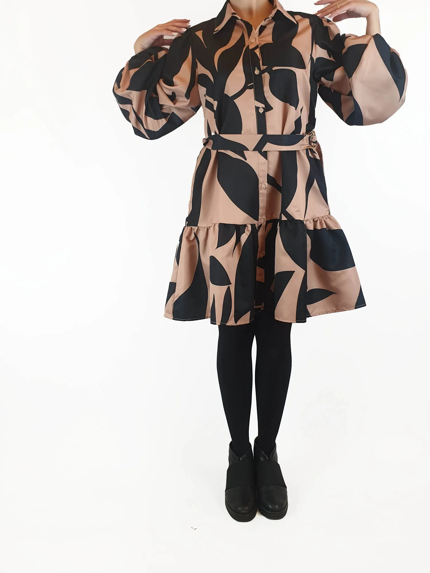 YH & CO brown and black print oversize dress size 10