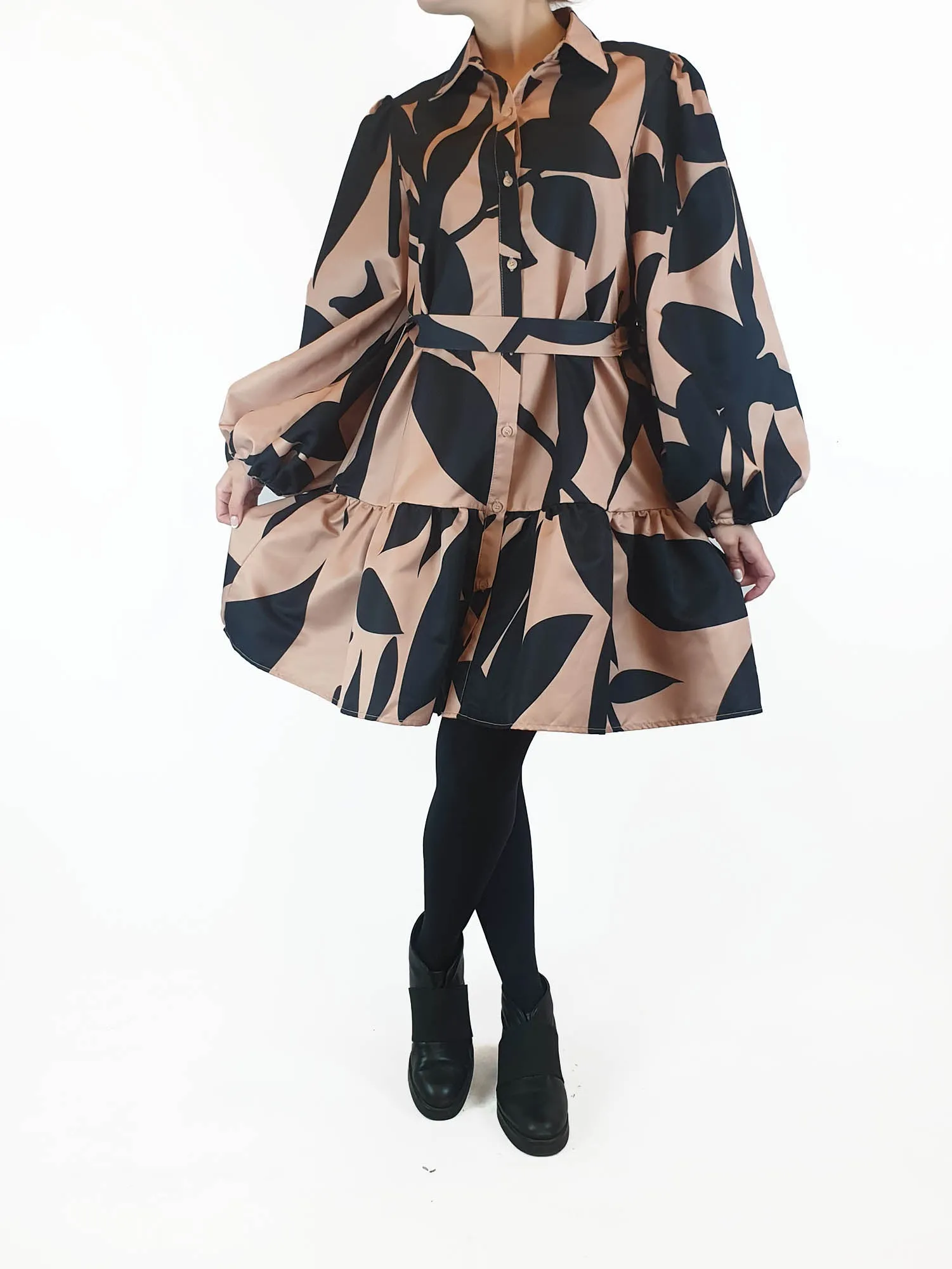 YH & CO brown and black print oversize dress size 10