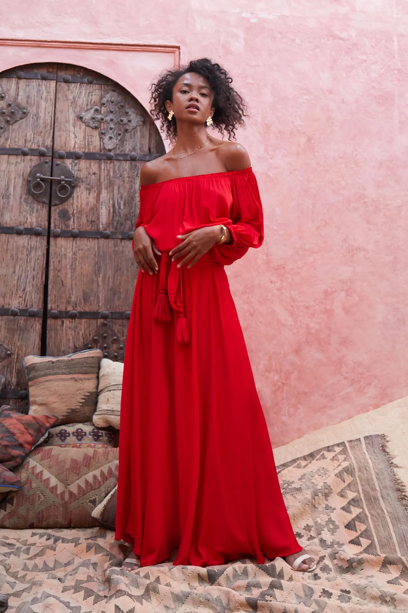 Zahra Maxi Skirt Fiery Red