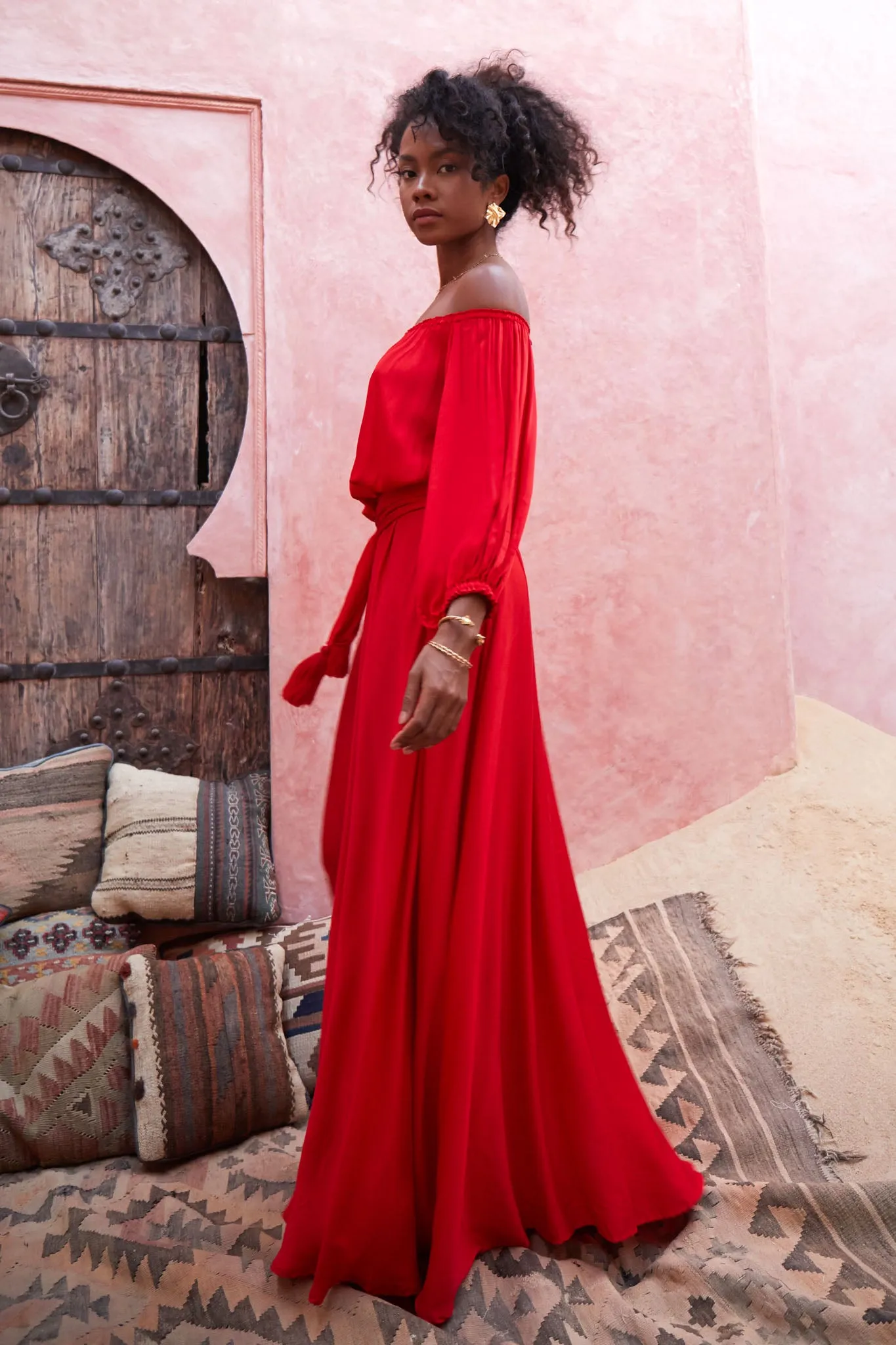 Zahra Maxi Skirt Fiery Red