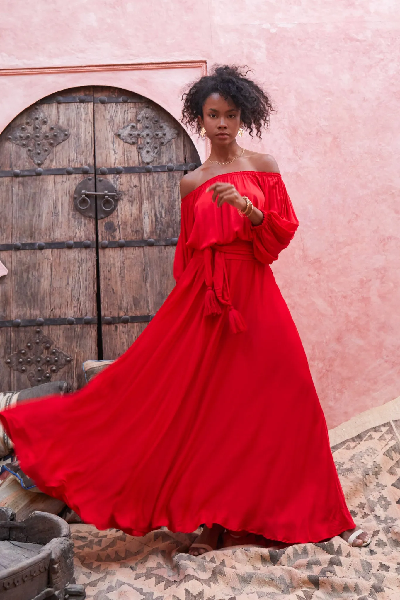 Zahra Maxi Skirt Fiery Red