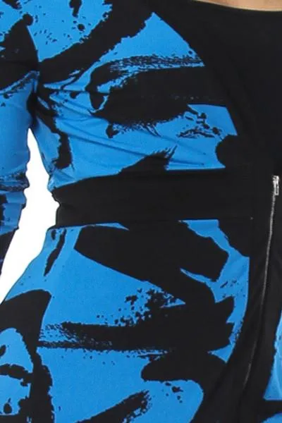 Zip Up Ink Splatter Print Plus Size Dress